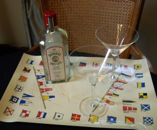 Vintage Yachting Classic Mid - Century Style Bar Cocktail Tray With Flags Etc
