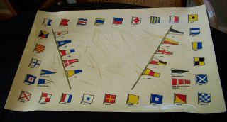 VINTAGE YACHTING CLASSIC MID - CENTURY STYLE BAR COCKTAIL TRAY WITH FLAGS ETC 3