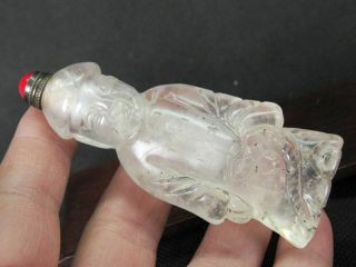 Chinese Qing Dynasty Person Carved Natural Crystal Quartz Snuff Bottle 2