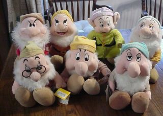 Walt Disney Store Snow White Seven 7 Dwarfs Plush 12” Plush Stuffed Toys Dolls