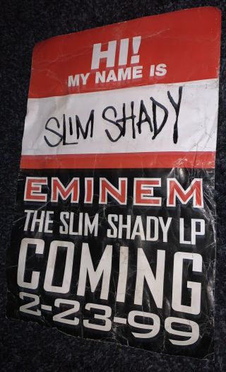 Vintage Eminem Slim Shady Lp Promo Cardboard Poster 24x36 Nyc Release Party Rare