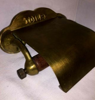 Vintage Pullman (?) Railroad Solid Heavy Brass Mounted Toilet Paper Holder