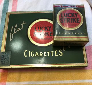 Vintage 1953 Lucky Strike Green Pack Pack And Lucky Strike Tin