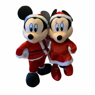 Mickey Mouse Minnie Mouse Santa Claus Christmas 24” Decorative Dolls Plush Set