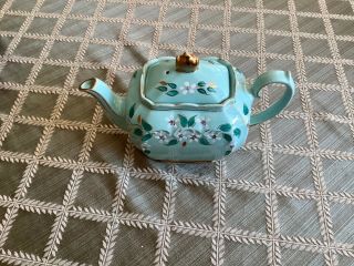 Rare Vintage Sadler Green Cube Teapot Made In England.