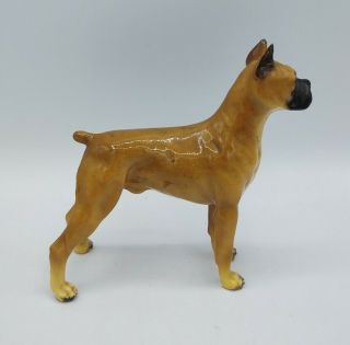 Vintage Mortons Studios Hand Painted Ceramic Over Metal Brown Boxer Dog Figurine