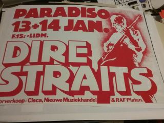 Dire Straits 70s Paradiso Poster Silkscreen Nmint Rare 120 Made Htf Vtg
