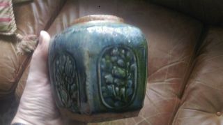 Antique Shiwan Blue Green CHINESE GINGER JAR 5 1/2 