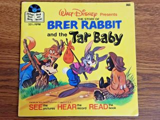 Vintage Disney Brer Rabbit & The Tar Baby Book & Record 1977 Vg Cond Htf