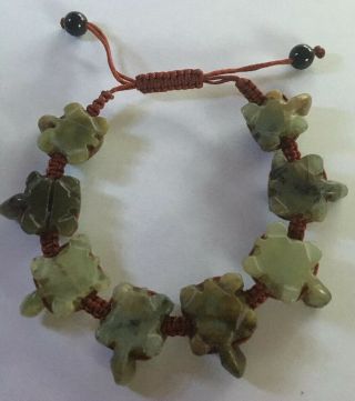 Chinese Jade Turtle ' Good Luck ' Bracelet Vintage Pre - owned 2