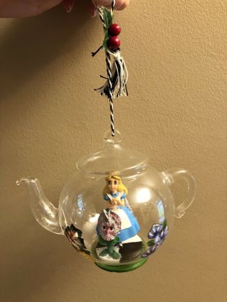 Disney Parks Christmas Ornament Alice In Wonderland Teapot Flowers