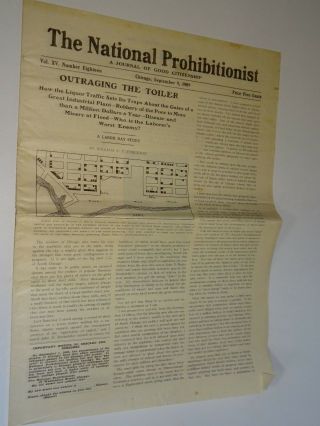 1909 The National Prohibitionist Paper September 9 Outraging The Toiler Liquor