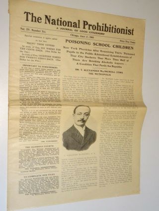1909 The National Prohibitionist Paper June 17 Poisoning School Children Alcohol