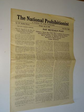 1909 The National Prohibitionist Paper July 22 Day Reveals Plot