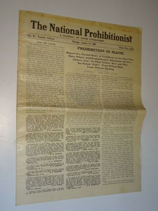 1909 The National Prohibitionist Paper August 19 Prohibition In Maine