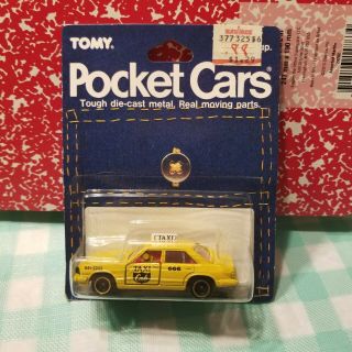 Vintage Tomy Pocket Cars Tomica Audi 5000 Turbo Taxi On Card Moc 1986