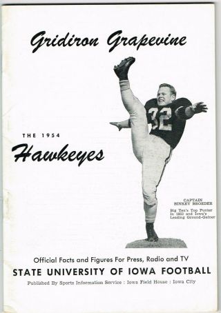 Vintage 1954 University Of Iowa Hawkeyes Football Media Guide Calvin Jones