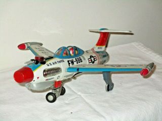 Vintage 1950s Japanese Tin Battery Operated Fw - 988 U.  S Air Force Sabre Jet