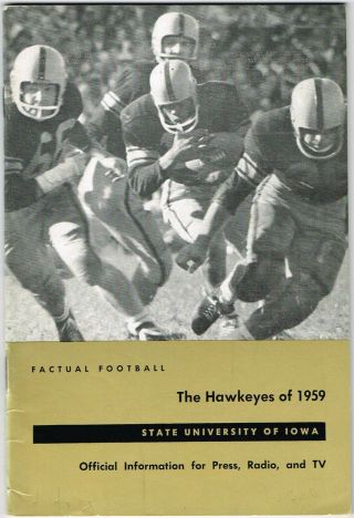 Vintage 1959 University Of Iowa Hawkeyes Football Media Guide - Bob Jeter