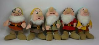 Set Of 5 Disney Store Snow White Seven Dwarfs Dwarves 12 " Plush Toys
