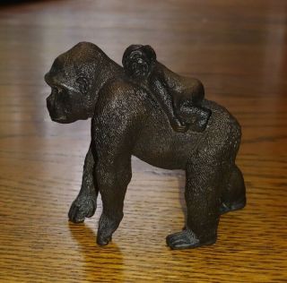 Schleich Female Gorilla W/baby On Back 2011 Ape Animal Figure 14662