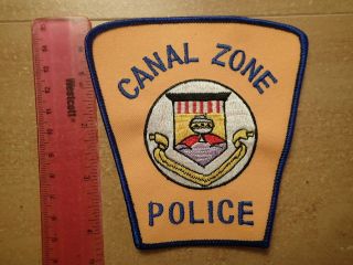 Vintage Souvenir Patch - Canal Zone Police - Embroidered - Uniform Shoulder - Panama