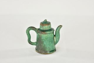Antique Chinese Green Ceramic / Pottery Teapot / Wine Pot,  19th c 2