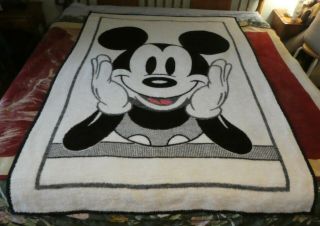 Vintage Biederlack Disney 1984 Black Red Mickey Mouse 54 " X74 " Blanket Throw