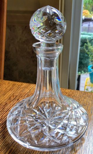 Vintage Waterford Crystal Lismore Ships Liquor Decanter Barware 8” Signed