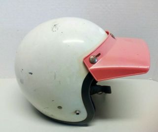 Vtg 1977 Bell R - T Drag Racing Motorcycle Helmet W/moto Peak Visor - Size 7 1/4