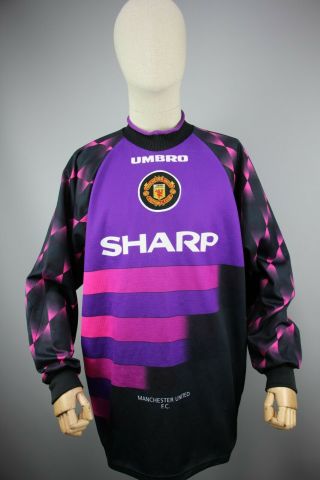 Umbro Manchester United 1996 - 1997 Goalkeeper Football Shirt Trikot Vintage Sz Xl