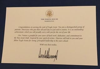 Trump White House Eagle Scout Card Signature Donald Melania Gold Eagle Seal Rare