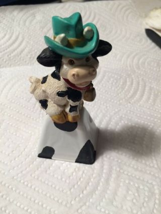 Russ Cow Figurine On A Bell