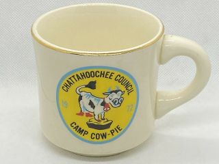 Vintage Boy Scout Coffee Mug Cup 1972 Camp Cow Pie Chattahoochee Council Ga / Al