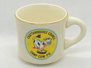 Vintage Boy Scout Coffee Mug Cup 1972 Camp Cow Pie Chattahoochee Council GA / AL 2