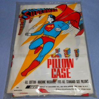 Rare Vintage 1966 Superman Pillow Case Still In Package Nos