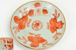19th Chinese Qing Guangxu Iron Red Provincial Porcelain Dish Plate 清 粉彩 光緒
