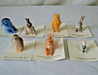 Disney Classic Winnie The Pooh Michel Co Ceramic Figurines On Card Set Of 7