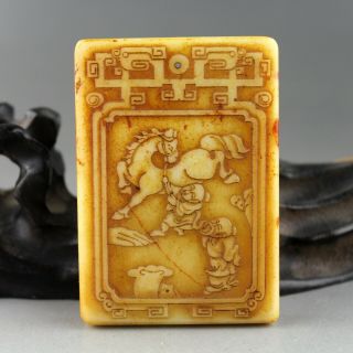 2.  8  China Old Jade Hand - Carved Chinese Ancient Domesticated Horse Pendant 1260