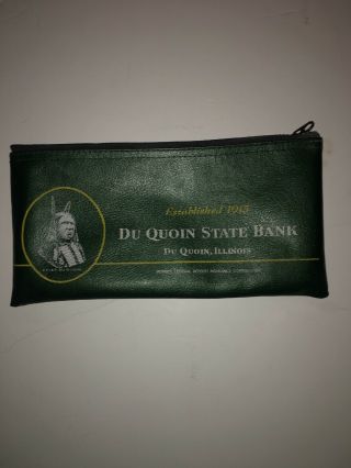 Vintage Du Quoin State Bank Of Illinois Zippered Bank Pouch