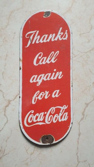Old Vintage Small Size Porcelain Enamel Coca Cola Sign Board Form England 1950
