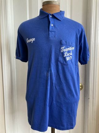 Vintage 80s Teamsters Local Union Polo Shirt Sz L Single Stitch Made In Usa