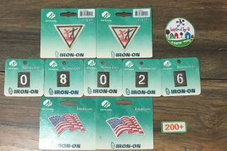 Girl Scout Numerals,  Try - Its & Flags 0 2 6 8 Green Troop Numeral Iron - On