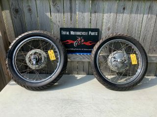 Vintage Honda Cb350 Front And Rear Rims And Tires Oem Part