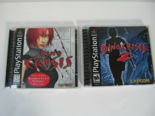 Dino Crisis 1 & 2 Video Game Playstation Ps1 Vintage W/ Resident Evil 3 Demo K