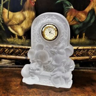 Rare Seiko Disney Silver Mist Crystal Mickey & Minnie Mouse Sweethearts Clock 6 "