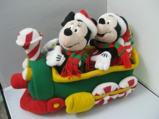 Disney Store Christmas Sleigh Mickey And Minnie Musical Plush Train 2000