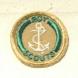 Nos Boy Scout White Anchor Proficiency Award Badge Tan Cloth Troop Large
