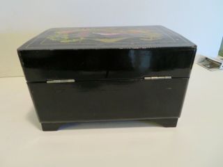 BLACK LACQUER WARE ENAMEL MUSICAL TRINKET JEWELRY BOX ASIAN JAPANESE 7 x 5 x 4.  5 3