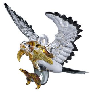 Small Hand Blown Glass Hanging Eagle Bird Figurine 3 " Wide Borosilicate